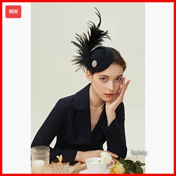 Fascinator Hat with Feathers and Rhinestones for Derby Tea Party Events